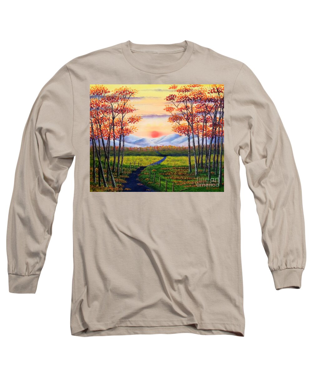 Autumn Long Sleeve T-Shirt featuring the painting Autumn Journey by Sarah Irland