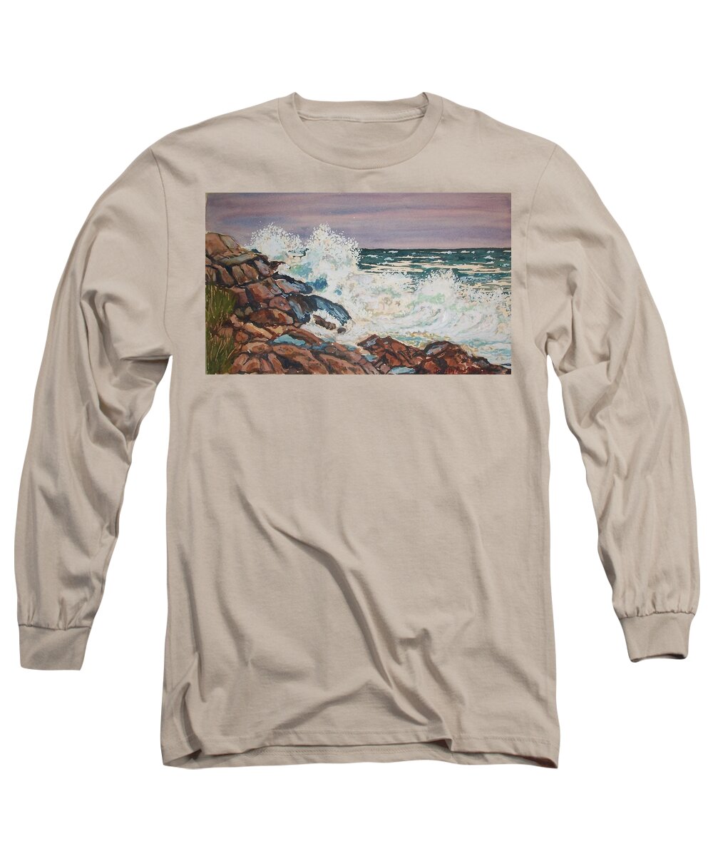Surf Long Sleeve T-Shirt featuring the painting Back Shore Surf SOLD #1 by Judith Young