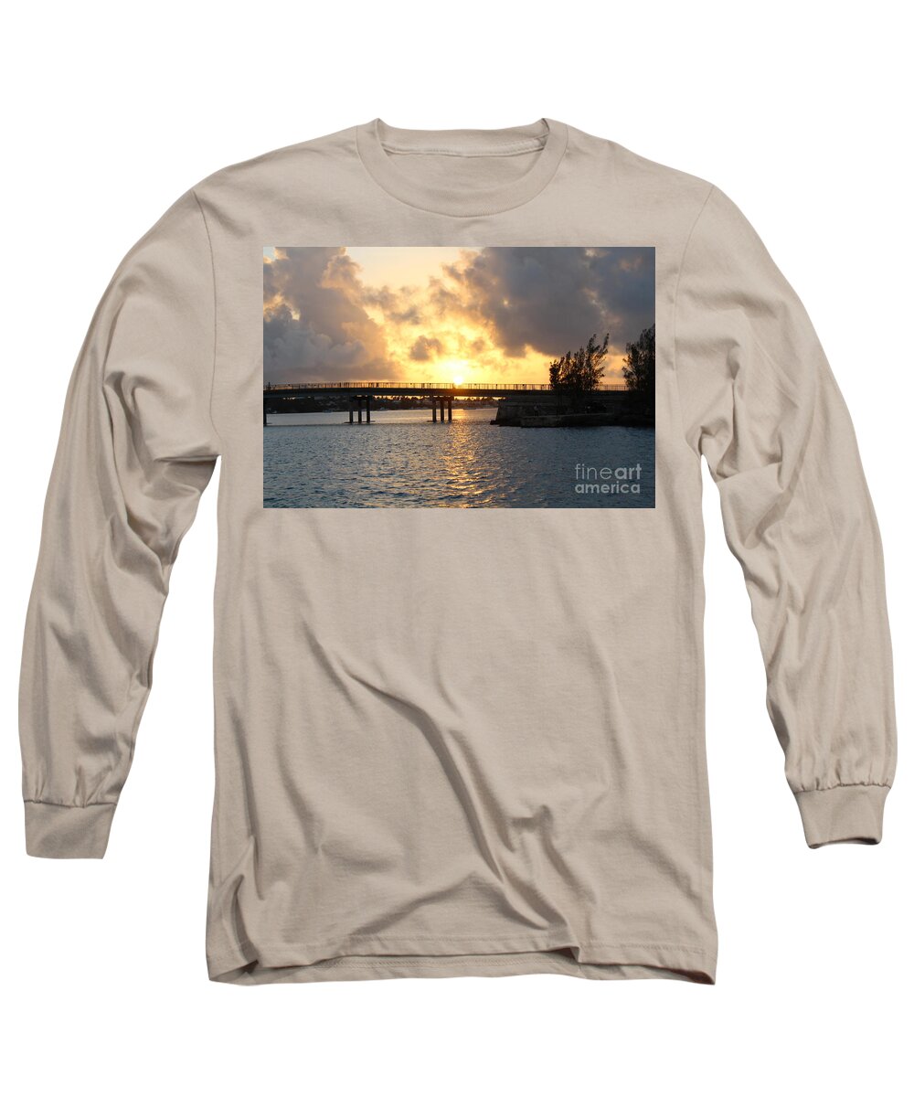Bermuda Sunset Over Bridge Long Sleeve T-Shirt featuring the photograph Bermuda Sunset over Bridge by Barbra Telfer