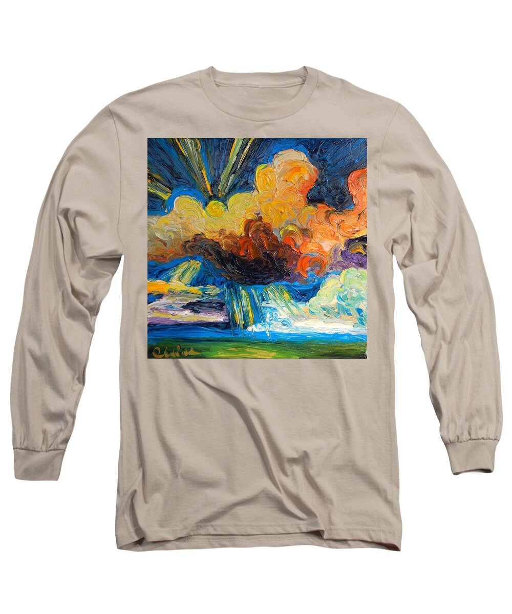 Sky Long Sleeve T-Shirt featuring the painting Blessing by Chiara Magni