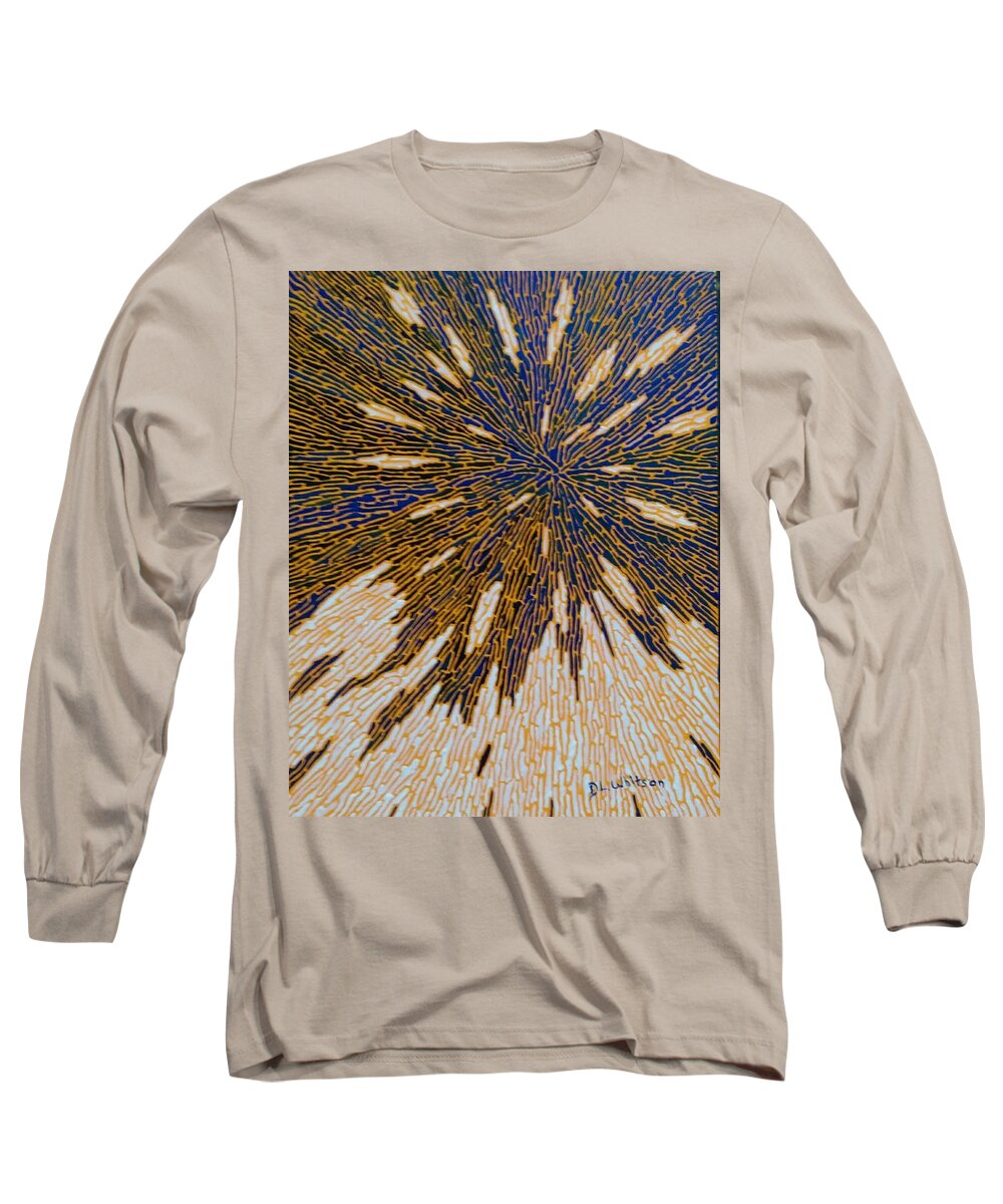 Blue Long Sleeve T-Shirt featuring the painting Blue Burst by DLWhitson