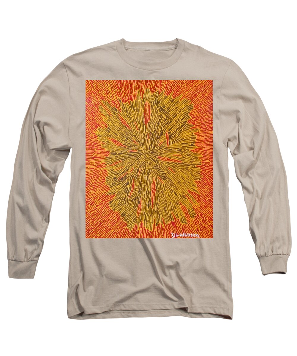 Burst Long Sleeve T-Shirt featuring the painting Burst on Red by DLWhitson