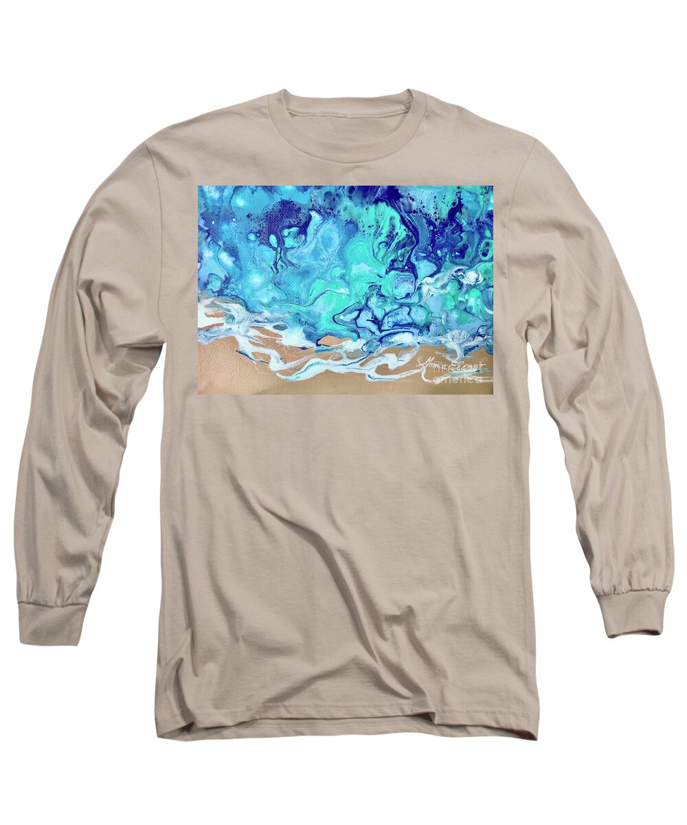 Ocean Long Sleeve T-Shirt featuring the painting Can it be real? by Monica Elena