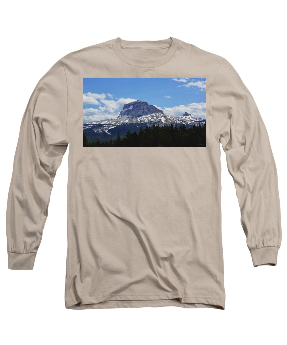 Chief Mountain Long Sleeve T-Shirt featuring the photograph Chief Mountain, Spring, Canadian View by Tracey Vivar