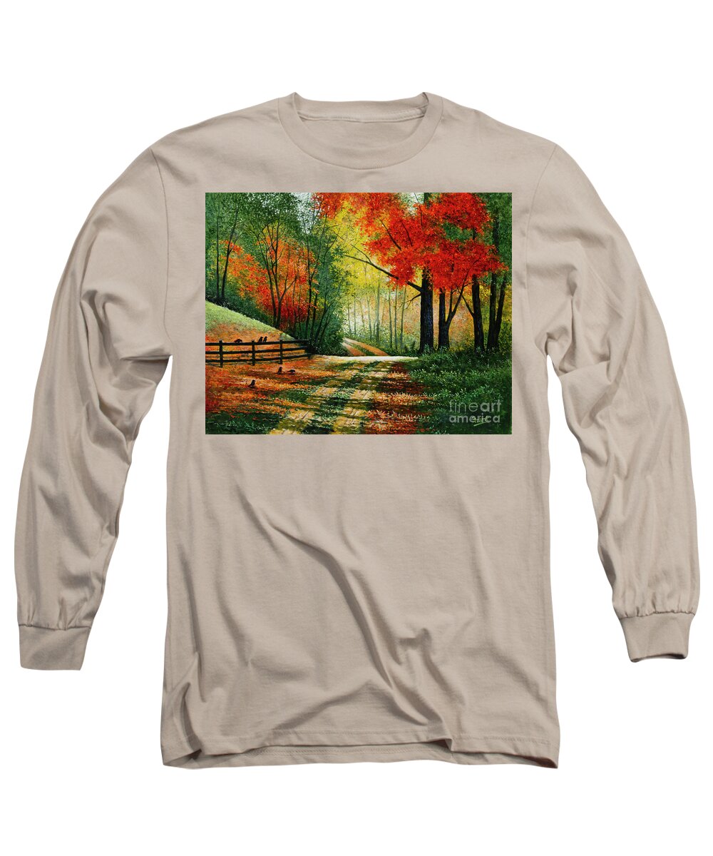 Country Road Long Sleeve T-Shirt featuring the painting Country Road by Michael Frank