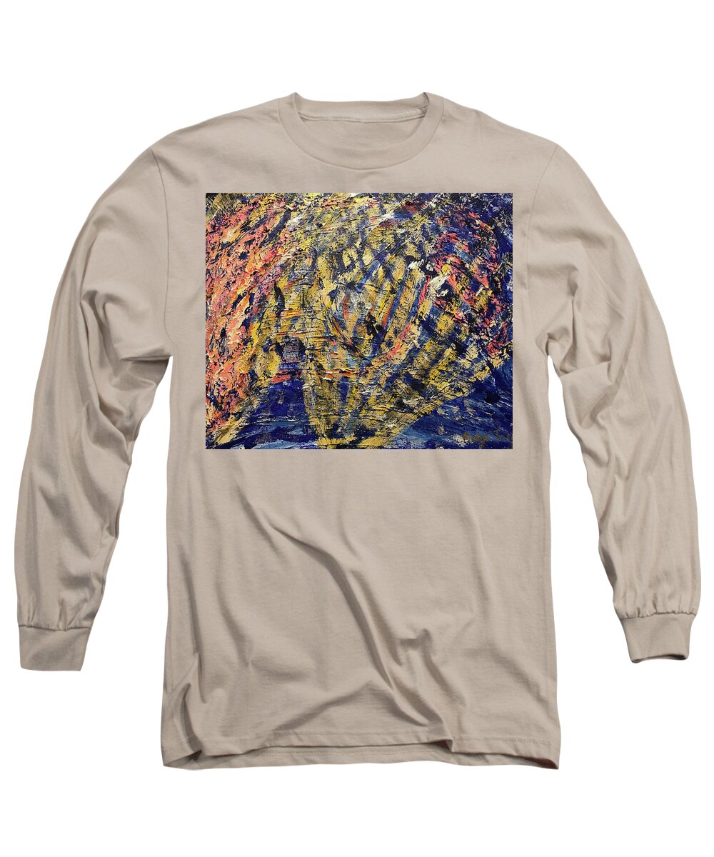Two Long Sleeve T-Shirt featuring the painting Deux by Medge Jaspan