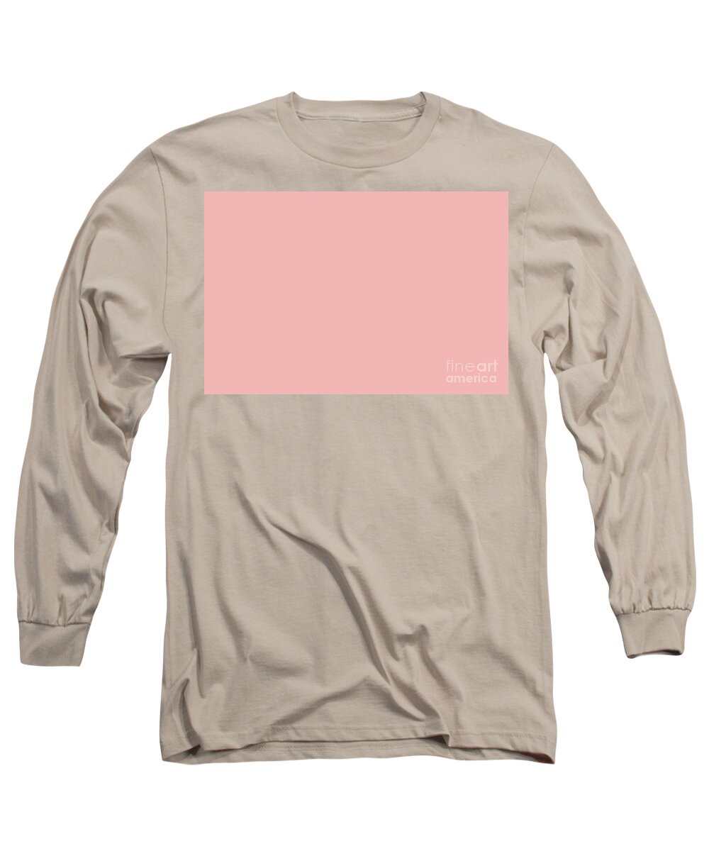 Solid Color Long Sleeve T-Shirt featuring the digital art Dunn Edwards 2019 Curated Colors Cherry Chip Pastel Pink DE5136 Solid Color by PIPA Fine Art - Simply Solid
