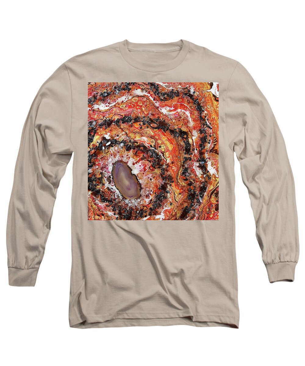Mixed Media Long Sleeve T-Shirt featuring the painting Earth Gems #18W018 by Lori Sutherland