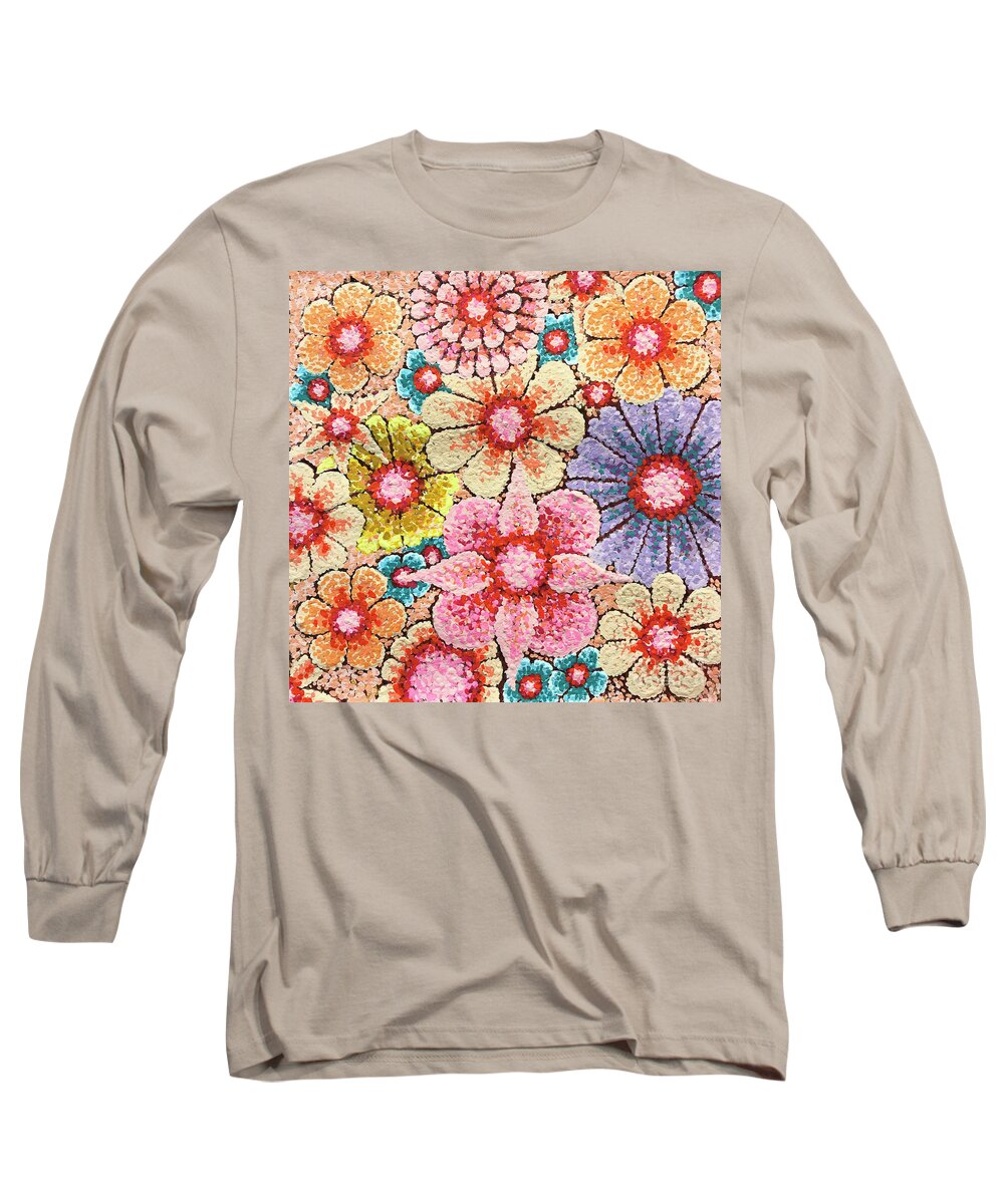 Floral Long Sleeve T-Shirt featuring the painting Efflorescent 4 by Amy E Fraser