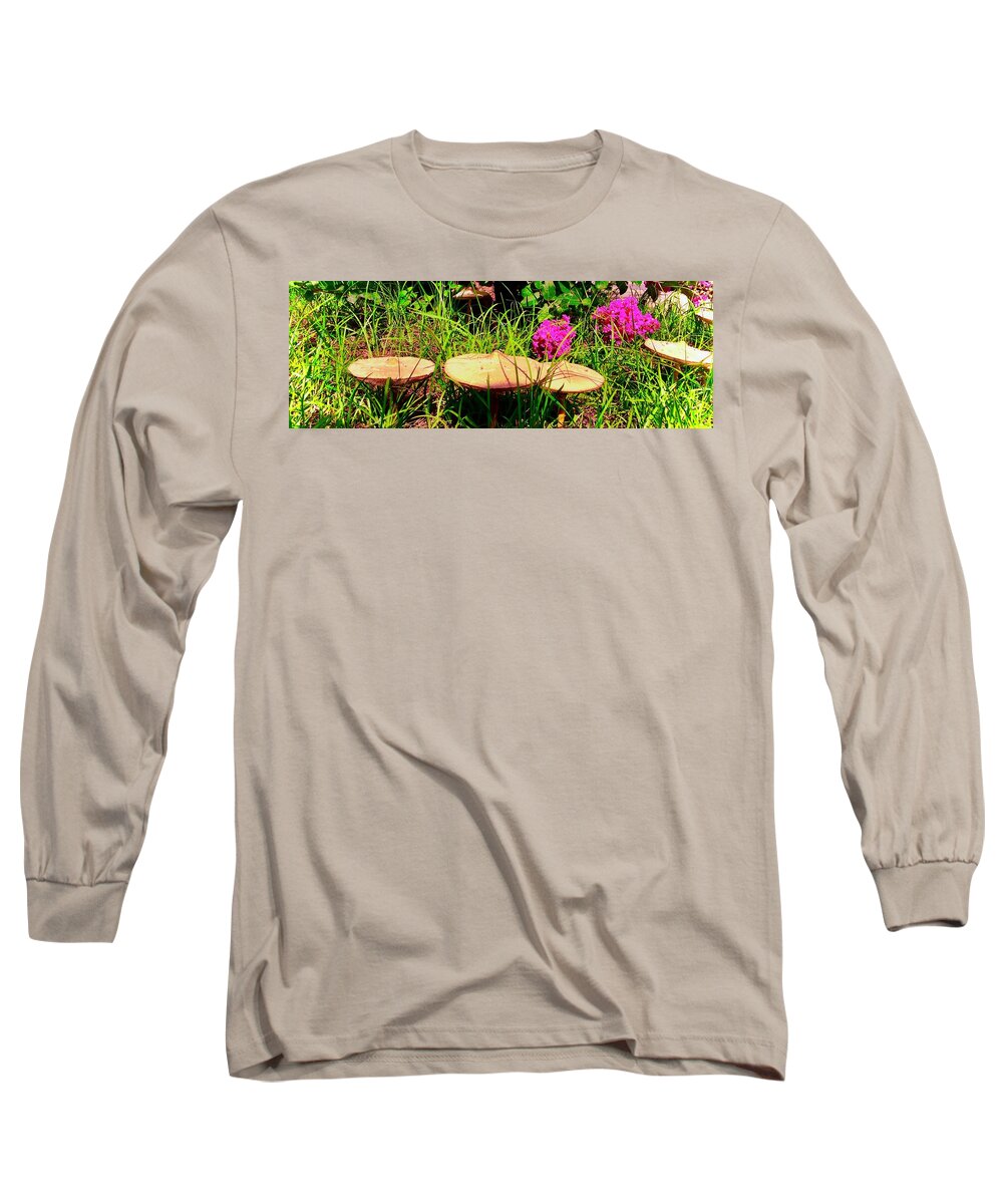 Fairy Village Long Sleeve T-Shirt featuring the photograph Fairy and Toad Village Huts by Debra Grace Addison