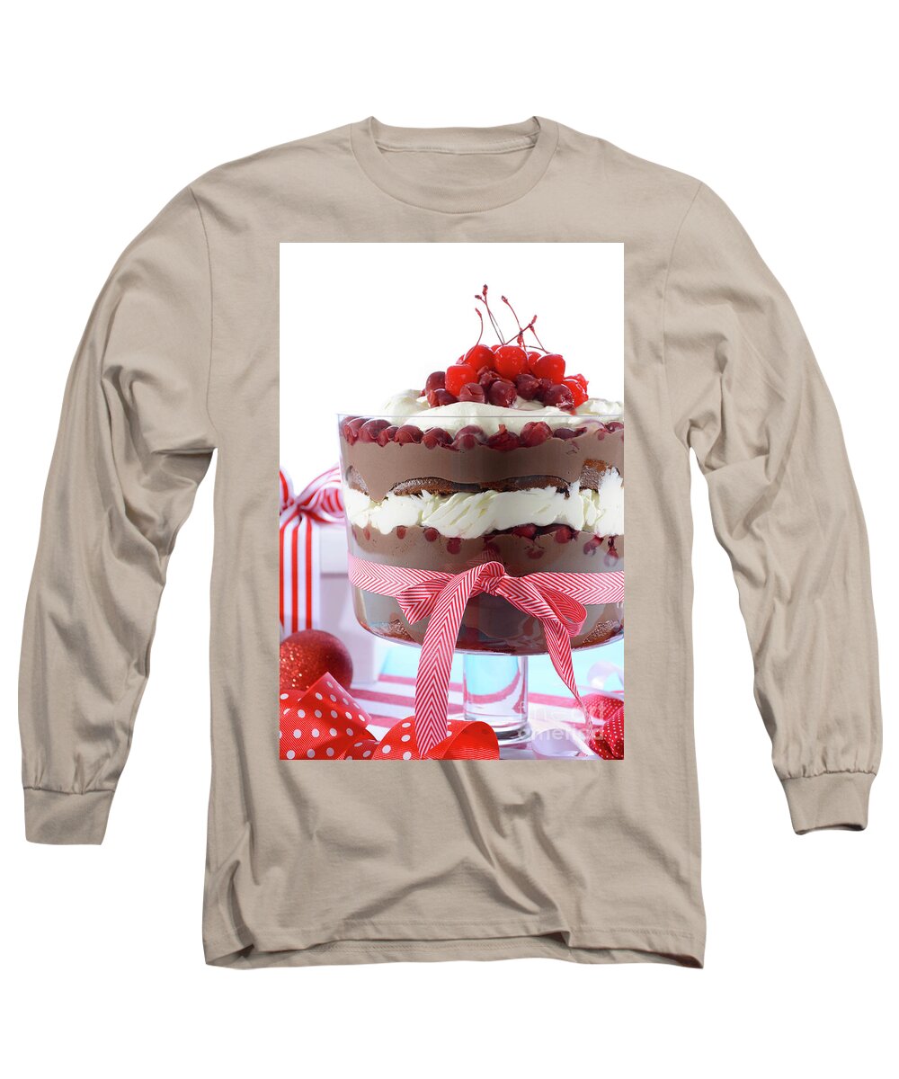 Anniversary Long Sleeve T-Shirt featuring the photograph Festive Black Forest Trifle Dessert by Milleflore Images