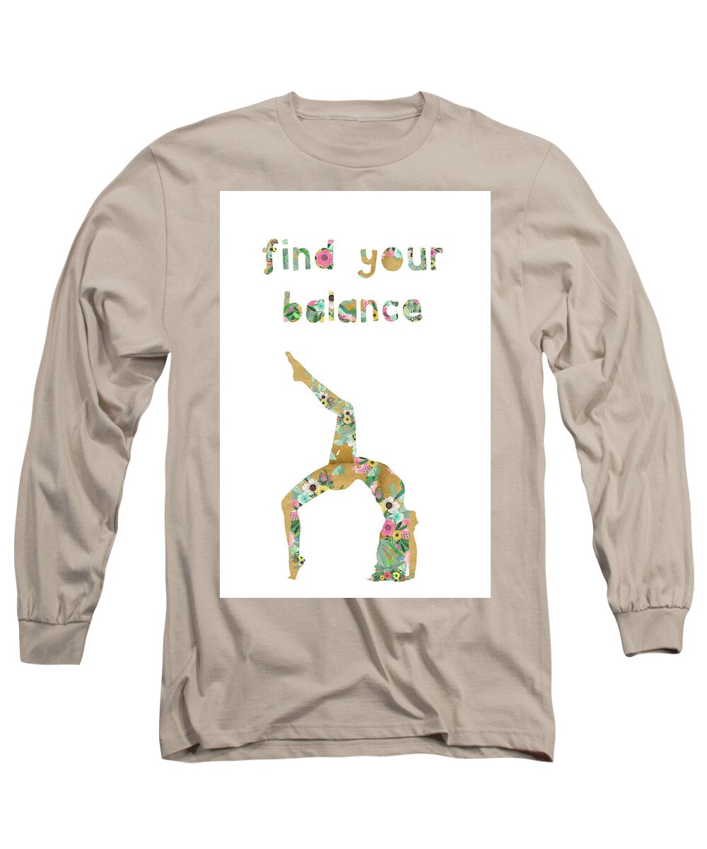 Find Your Balance Long Sleeve T-Shirt featuring the mixed media Find Your Balance by Claudia Schoen