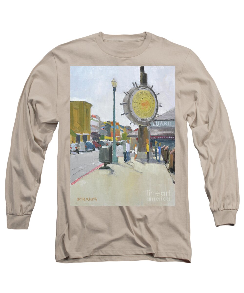 Fisherman's Wharf Long Sleeve T-Shirt featuring the painting Fisherman's Wharf San Francisco California by Paul Strahm