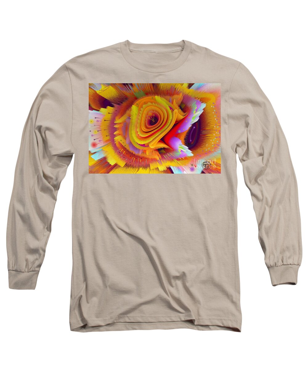 Happy Birthday Long Sleeve T-Shirt featuring the mixed media Flowers Of My Dreams 33 by Elena Gantchikova