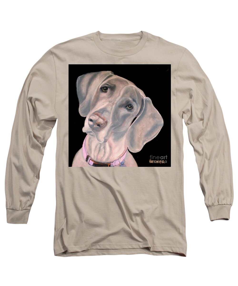 Weimaraner Long Sleeve T-Shirt featuring the painting Forever Yours by Susan A Becker