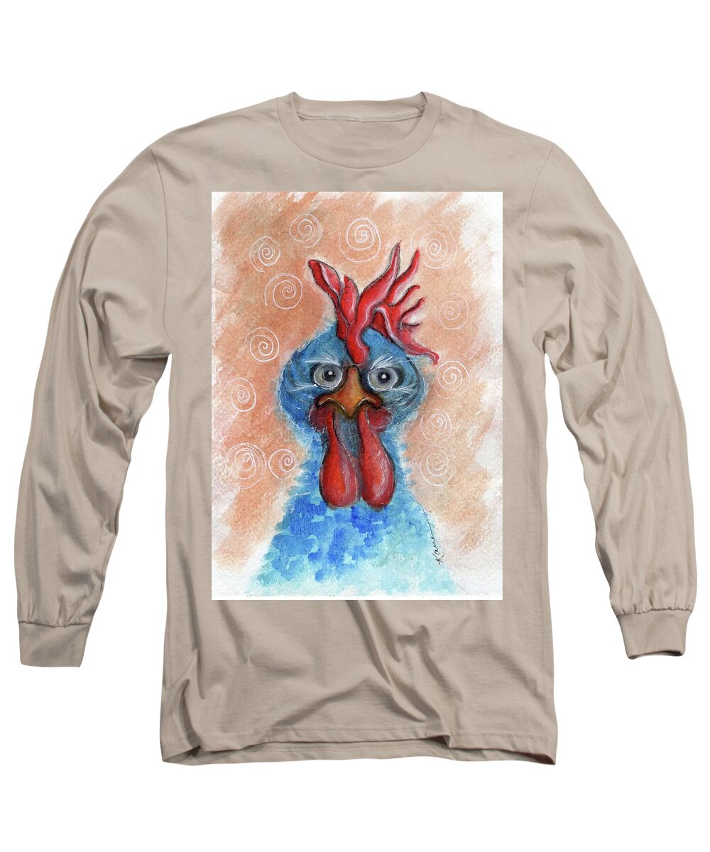 Chicken Long Sleeve T-Shirt featuring the painting Fowl Mood by Karren Case