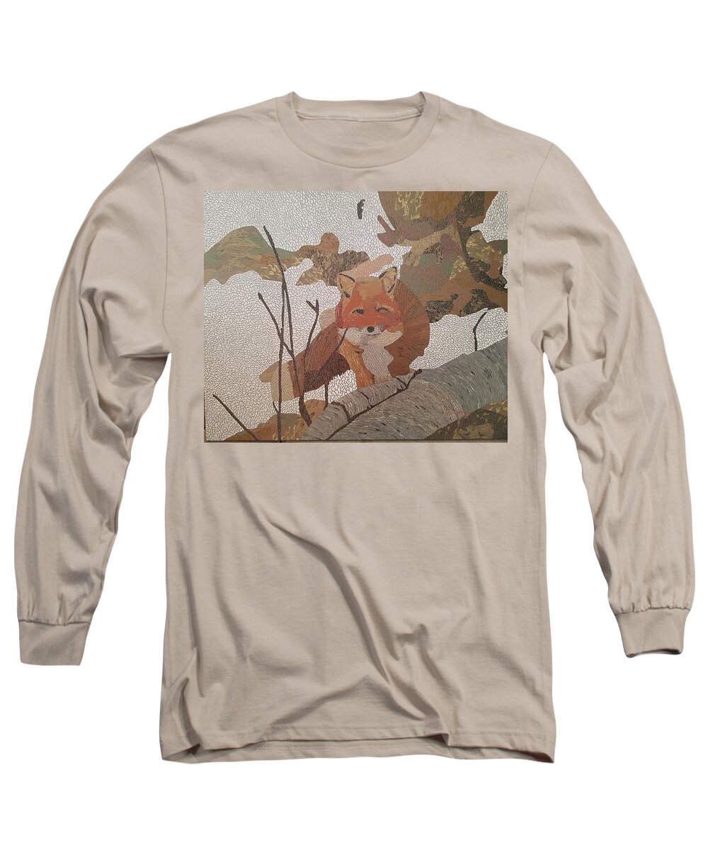 Fox Long Sleeve T-Shirt featuring the painting Fox Hunting in Snow by DLWhitson