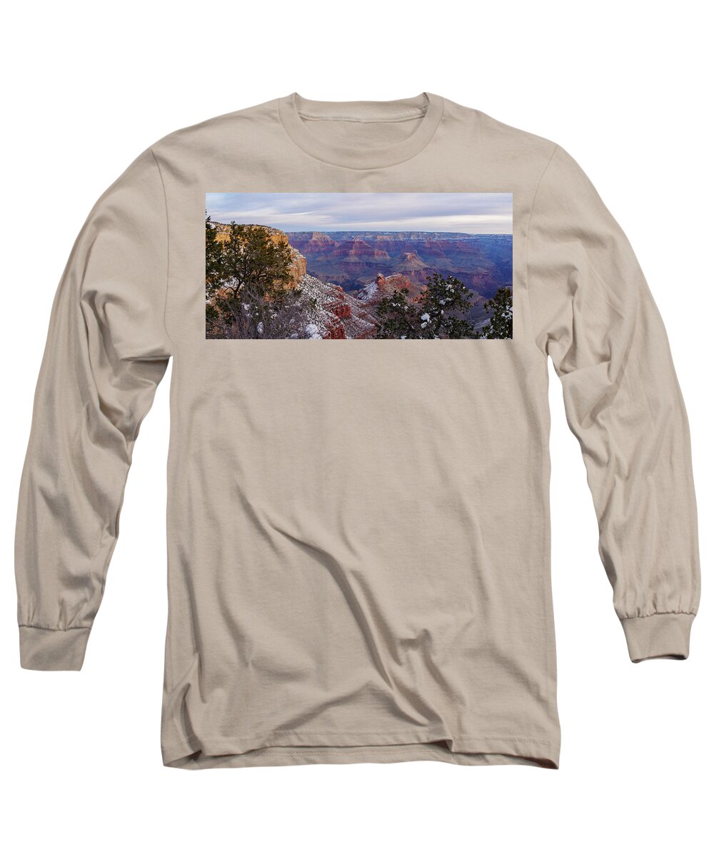 American Southwest Long Sleeve T-Shirt featuring the photograph Grand Canyon Morning Panorama by Todd Bannor