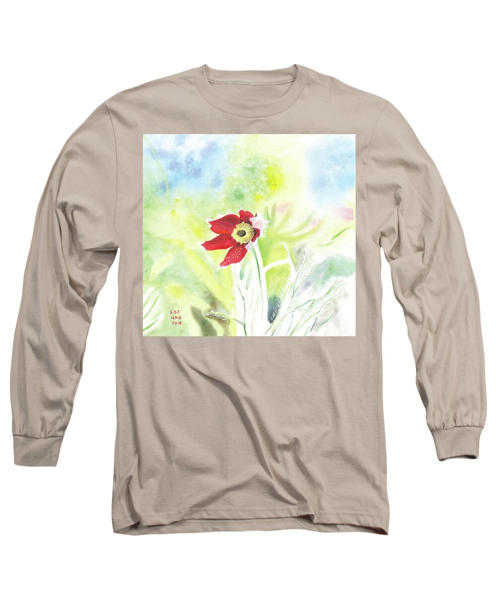 Granny Flower Long Sleeve T-Shirt featuring the painting Granny Flower 3 by Helian Cornwell