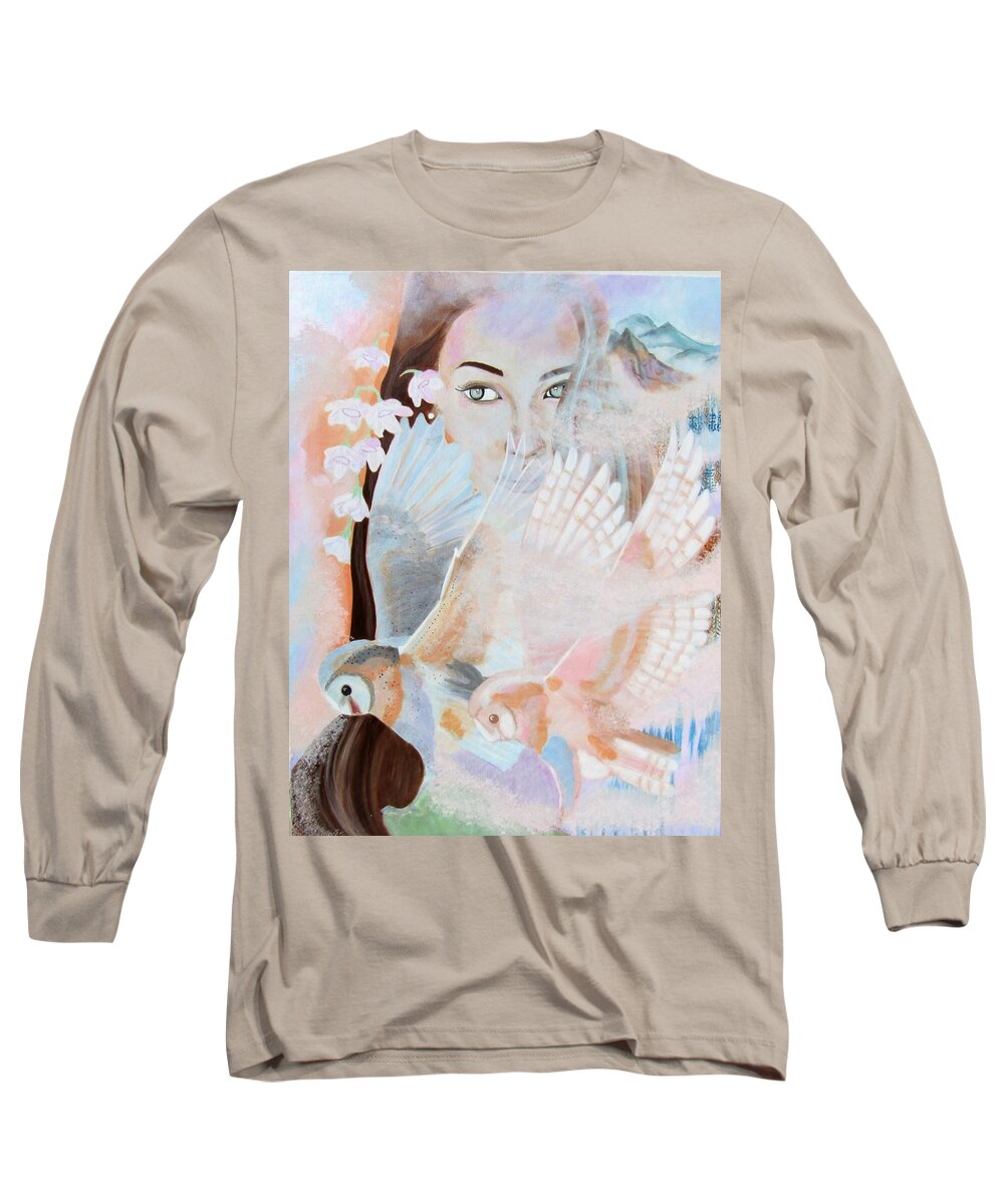 Landscape Long Sleeve T-Shirt featuring the painting Heartlines by Yvonne Payne