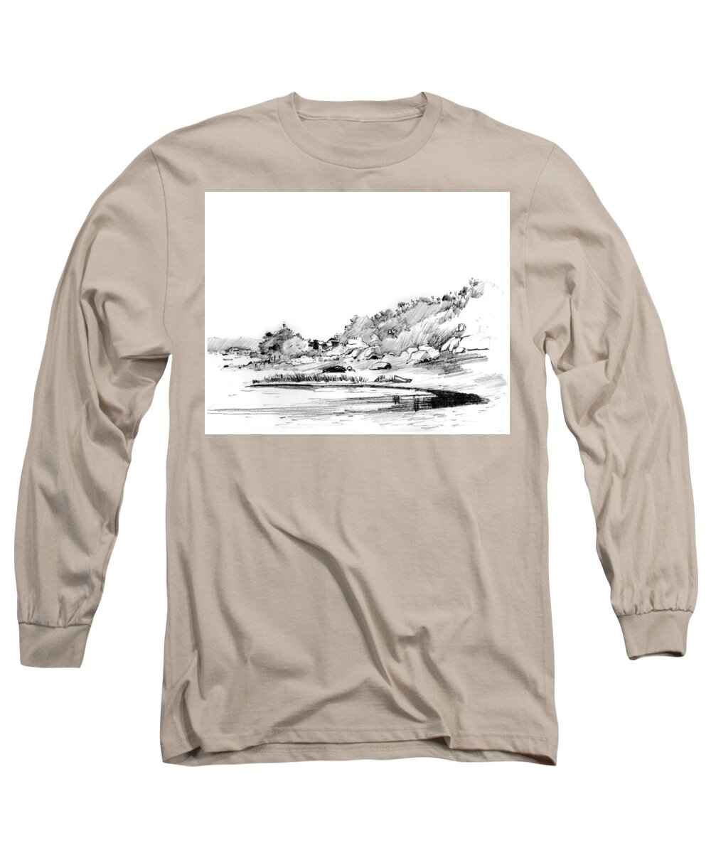 Visco Long Sleeve T-Shirt featuring the drawing Hingham Bay by P Anthony Visco