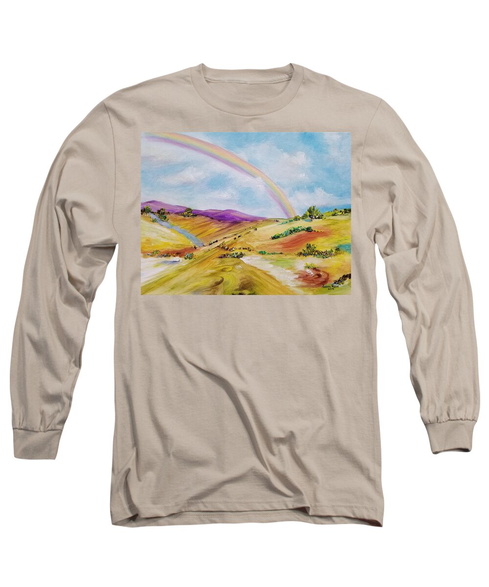 Rainbow Long Sleeve T-Shirt featuring the painting His Everlasting Love by Judith Rhue