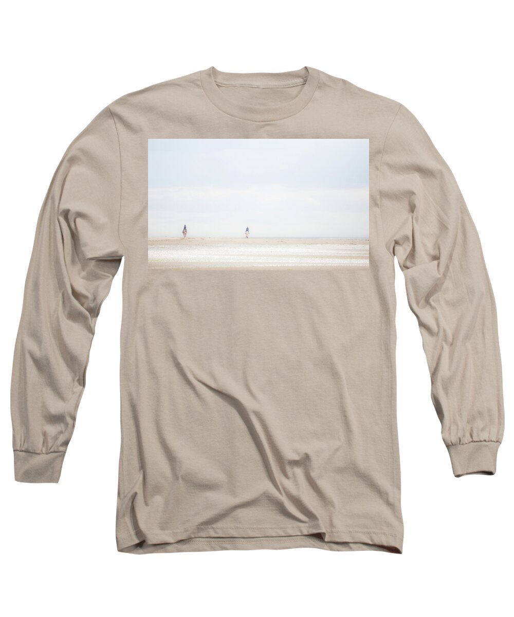 Horse Riders Long Sleeve T-Shirt featuring the photograph Horse riders on the beach by Anita Nicholson