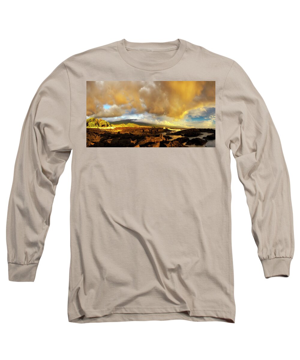 Kona Long Sleeve T-Shirt featuring the photograph Hualalai Sunset by Christopher Johnson
