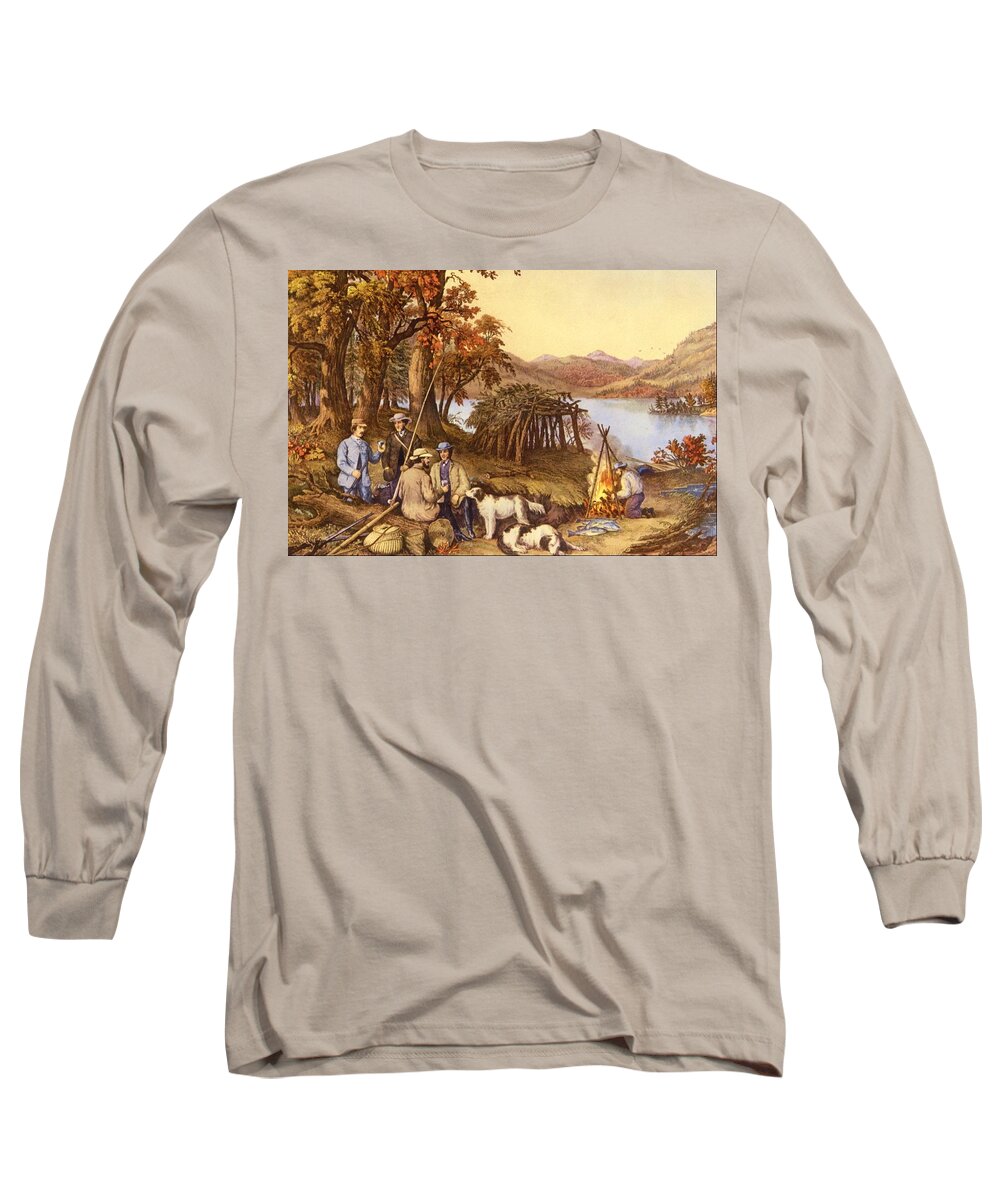 Hunting, Fishing and Forest Scenes Long Sleeve T-Shirt by Currier and Ives  - Pixels