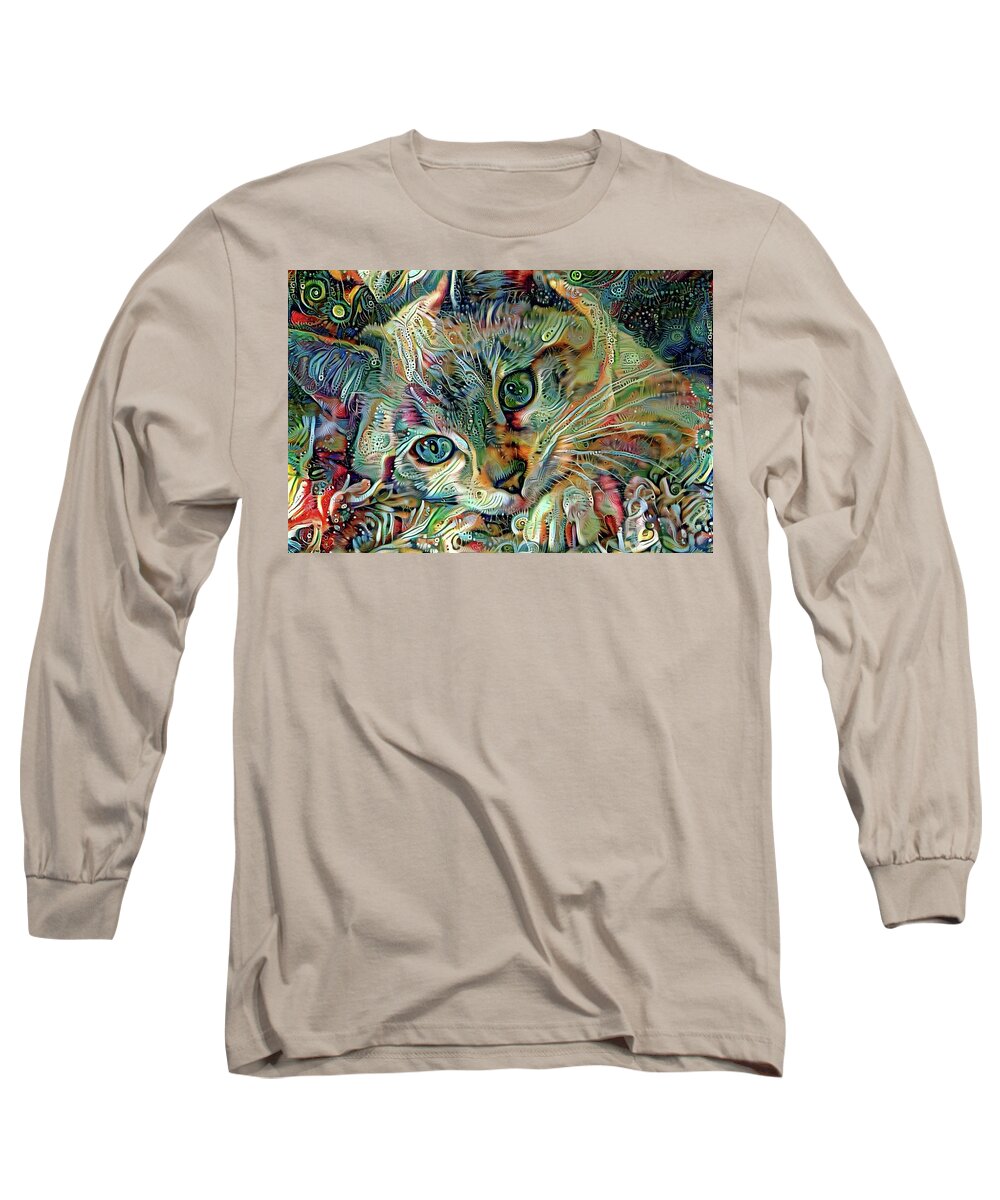Siamese Long Sleeve T-Shirt featuring the digital art Kiki the Siamese Kitten by Peggy Collins