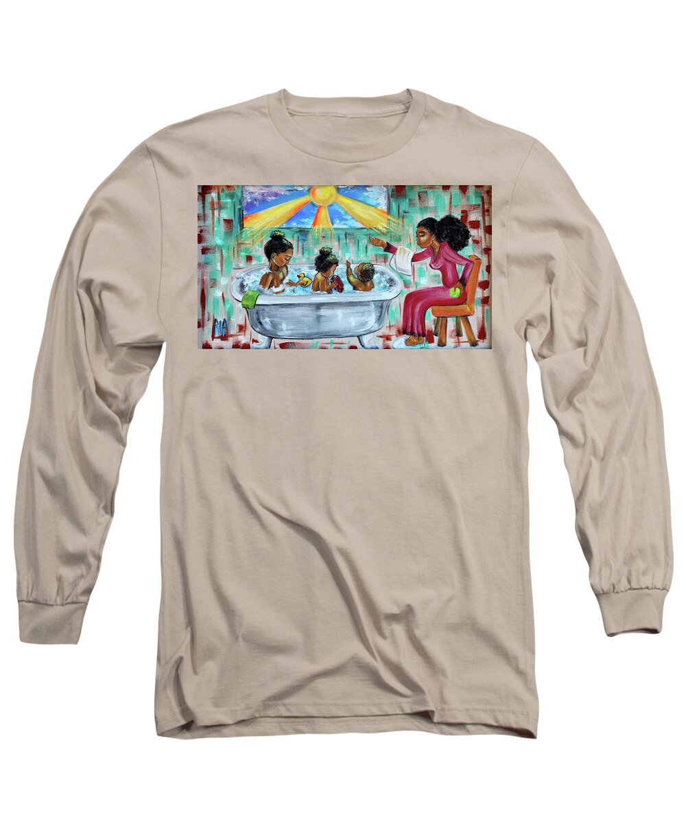Mother Long Sleeve T-Shirt featuring the painting Lessons From Mommy by Artist RiA