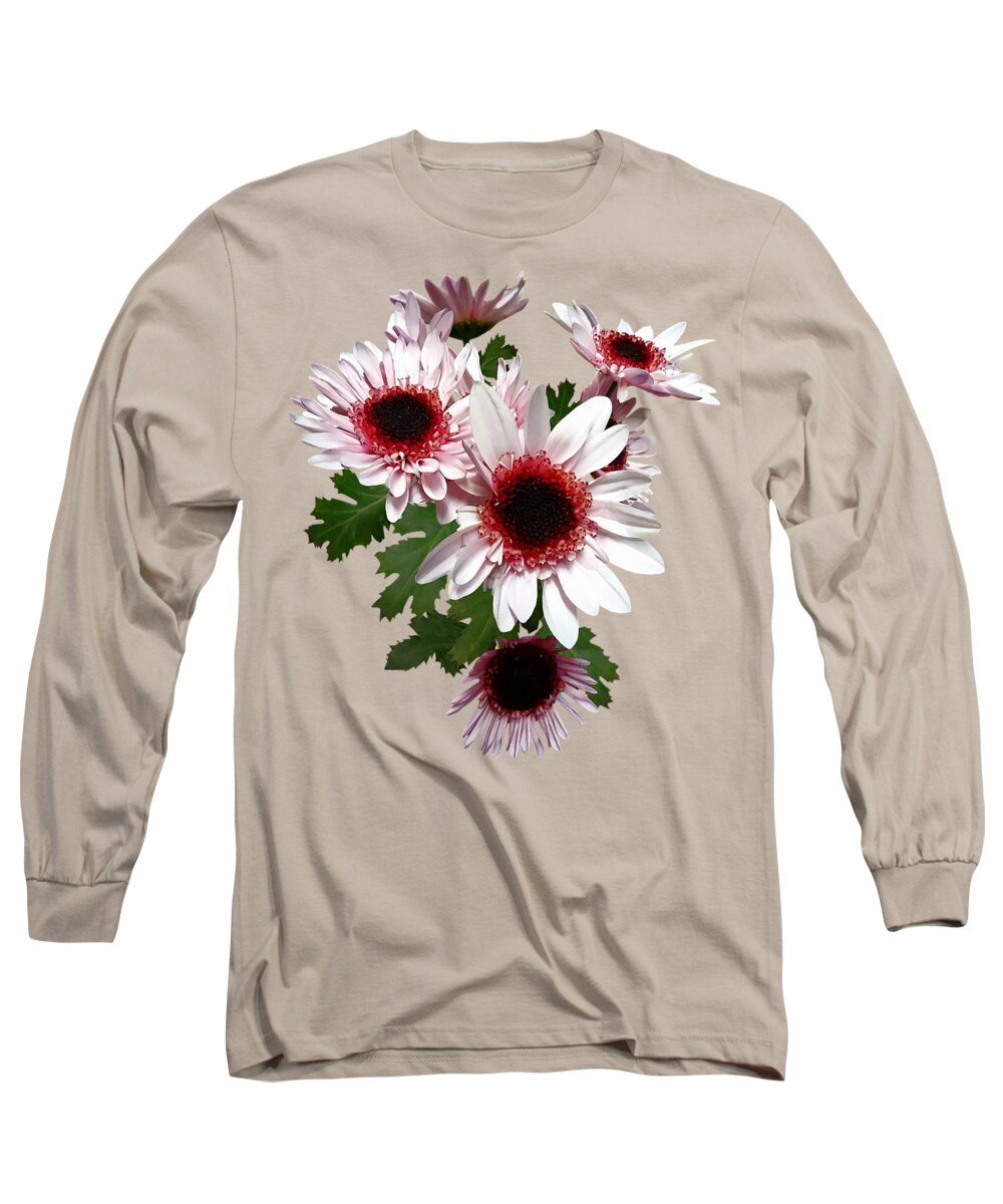Chrysanthemums Long Sleeve T-Shirt featuring the photograph Light Pink Mums With Dark Pink Center by Susan Savad