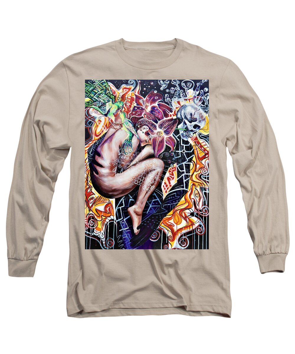 Woman Long Sleeve T-Shirt featuring the painting Love Birds by Yelena Tylkina