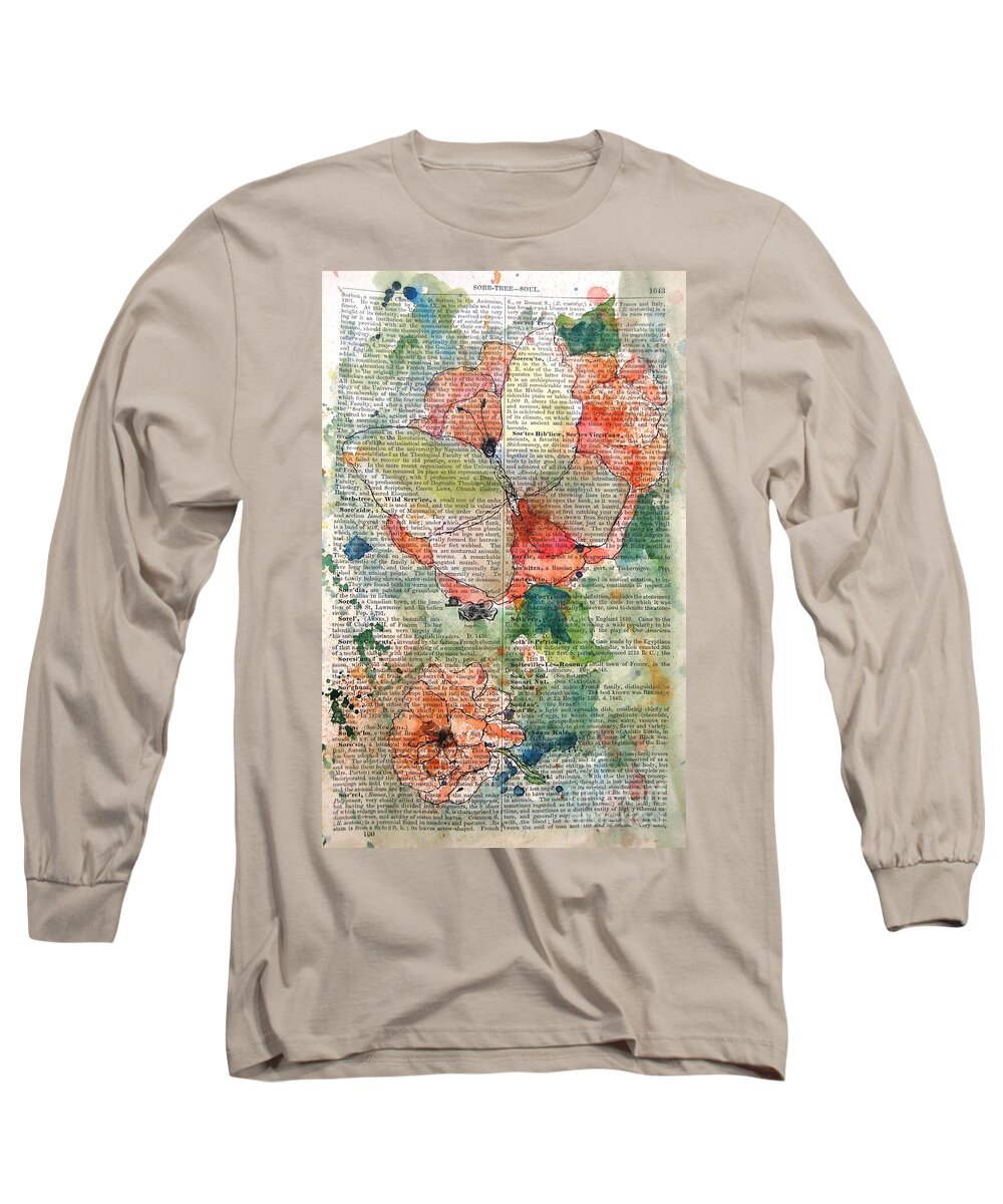 Yellow Butterfly Long Sleeve T-Shirt featuring the painting Transformation by Maria Hunt