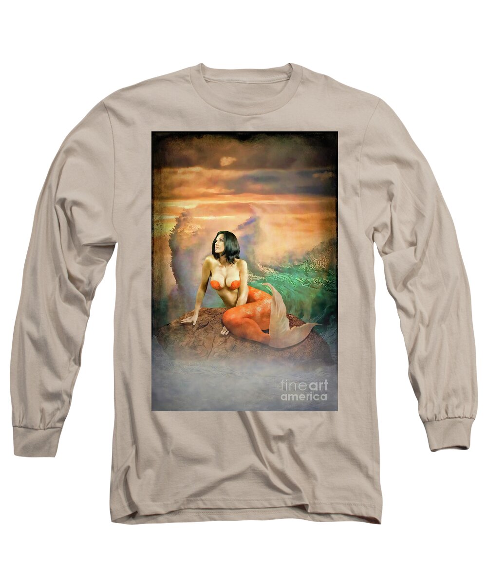 Dark Long Sleeve T-Shirt featuring the digital art Mermaid Tales by Recreating Creation