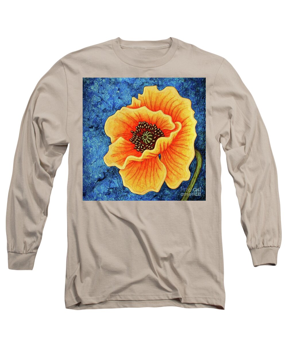 Poppy Long Sleeve T-Shirt featuring the painting Midnight Flame by Amy E Fraser