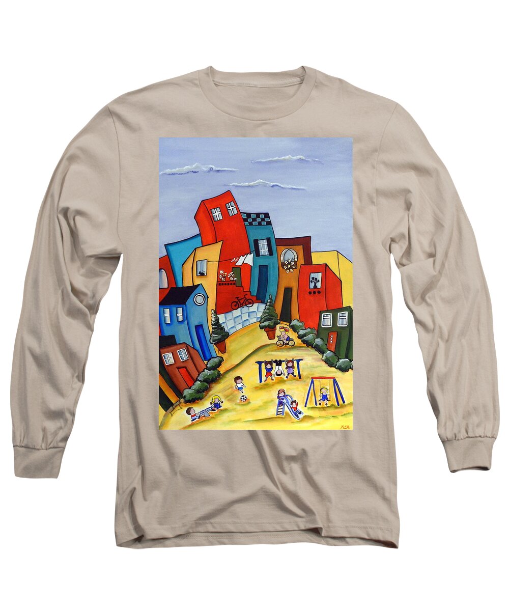 Colourful Long Sleeve T-Shirt featuring the painting Monkey Bars by Heather Lovat-Fraser
