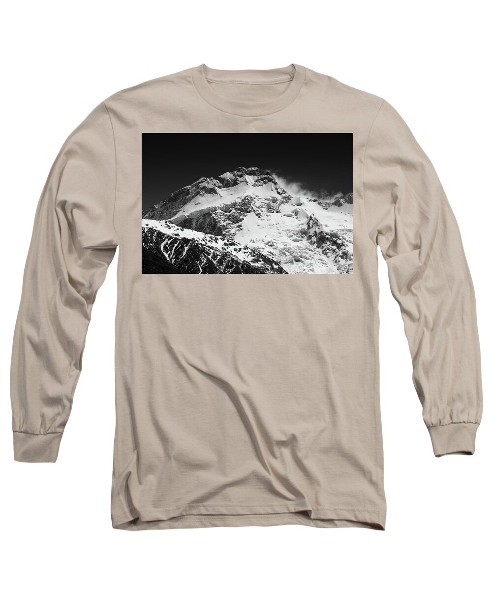 Mount Sefton Long Sleeve T-Shirt featuring the photograph Monochrome Mount Sefton by Mark Hunter