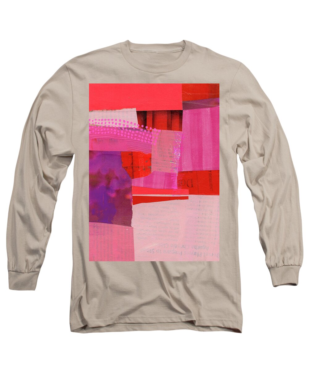 Abstract Art Long Sleeve T-Shirt featuring the painting Monochrome Pink #2 by Jane Davies