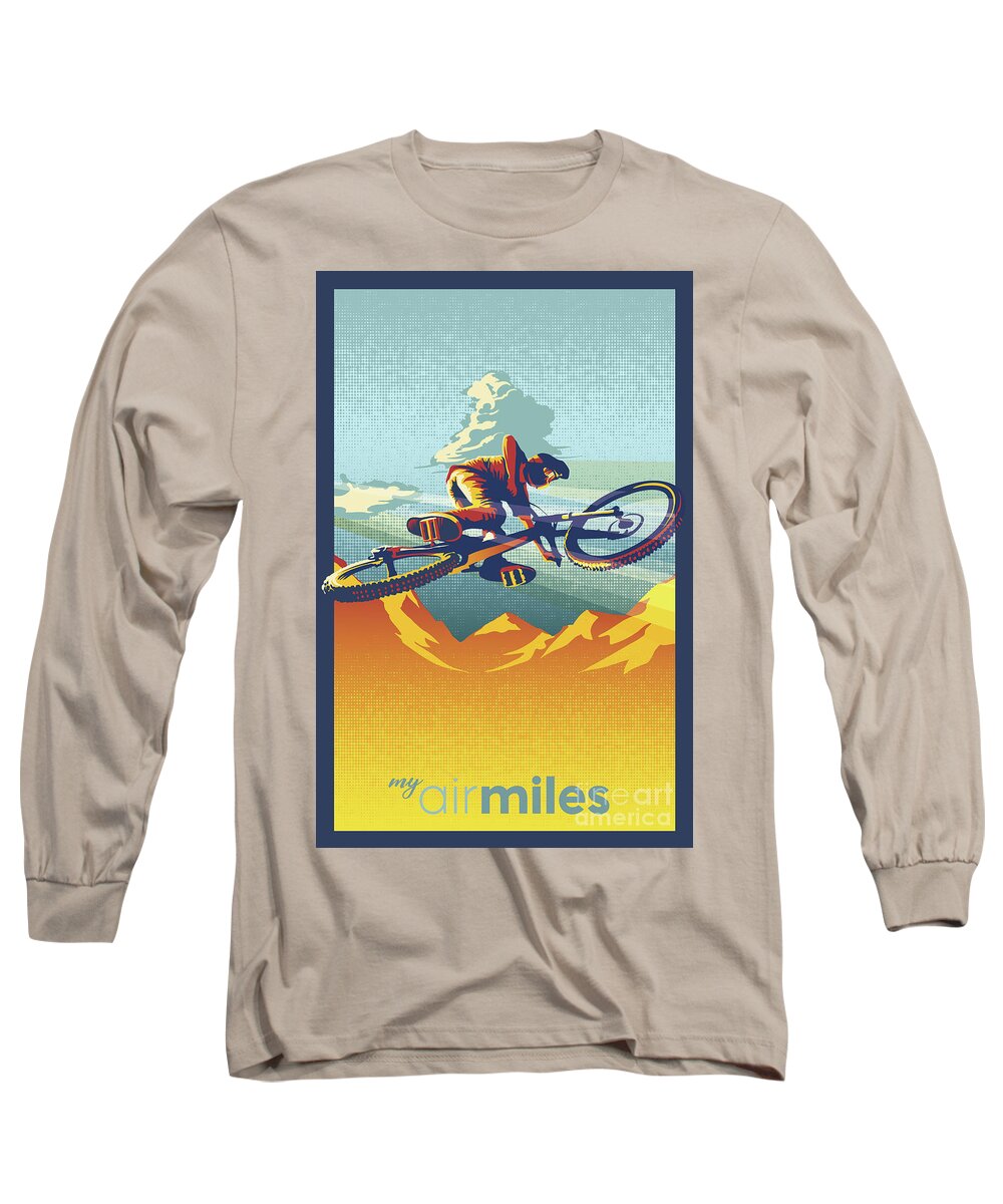 Mountain Bike Art Long Sleeve T-Shirt featuring the painting My Air Miles by Sassan Filsoof