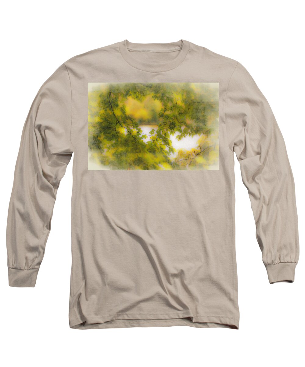 Trees Long Sleeve T-Shirt featuring the photograph My Heart is at the Lake by Diane Lindon Coy