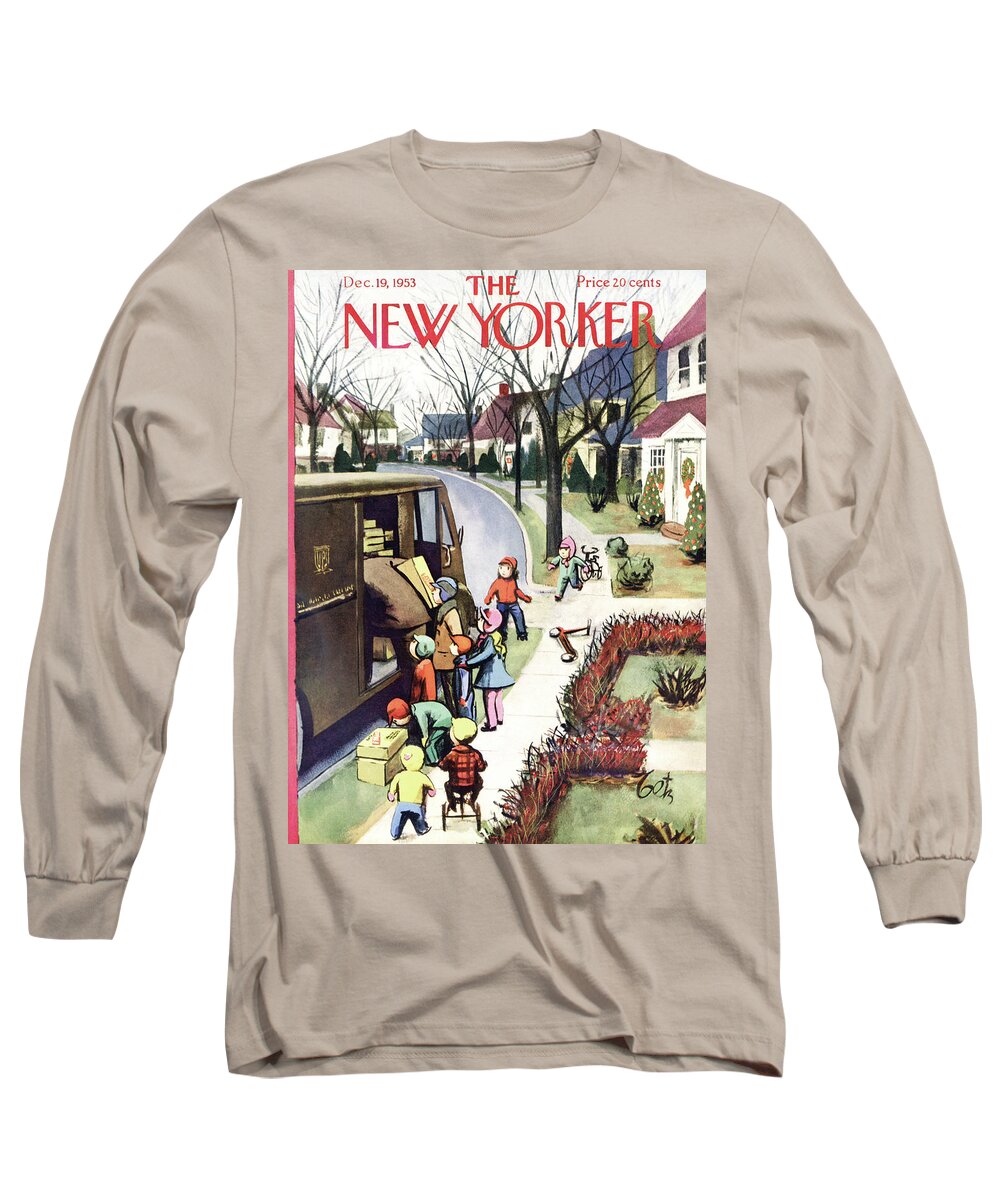 Ups Long Sleeve T-Shirt featuring the painting New Yorker December 19, 1953 by Arthur Getz