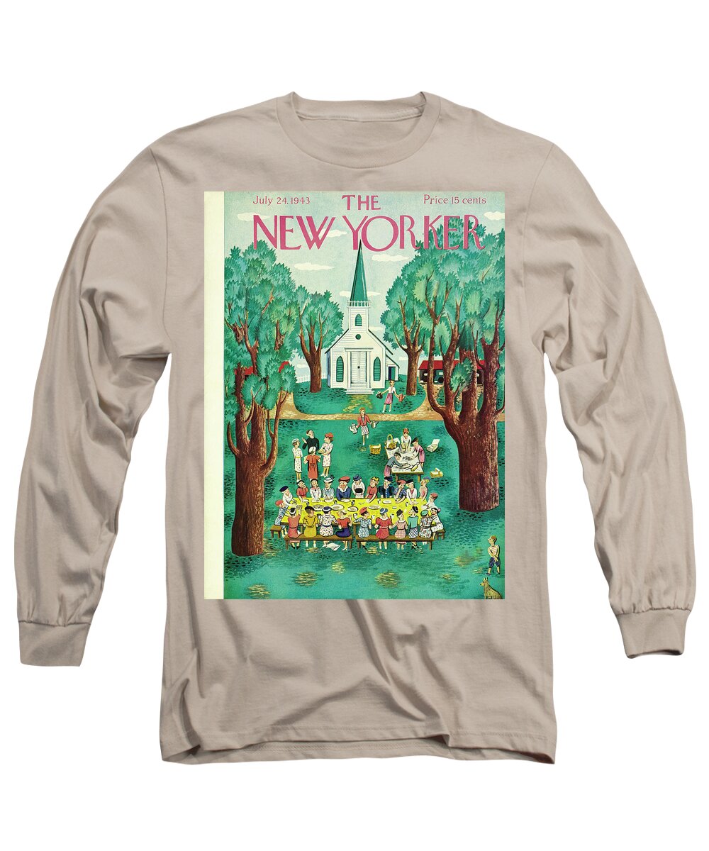 Religion Long Sleeve T-Shirt featuring the painting New Yorker July 24 1943 by Ilonka Karasz