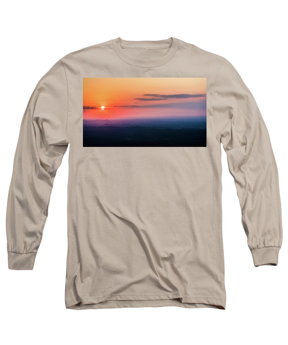 Alabama Long Sleeve T-Shirt featuring the photograph Orange Sunset over the Valley - Mt. Cheaha by James-Allen