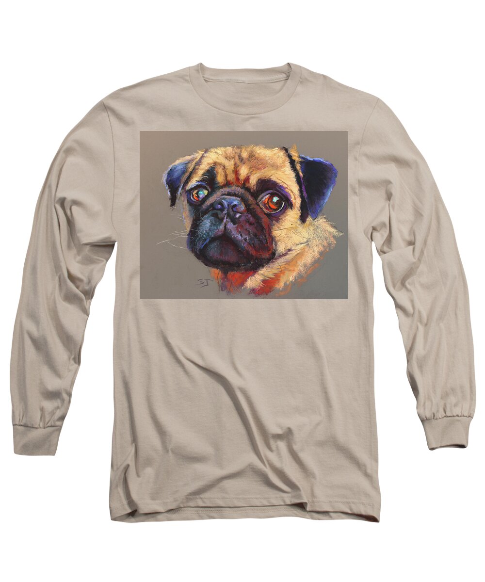 Pug Long Sleeve T-Shirt featuring the painting Precious Pug by Susan Jenkins