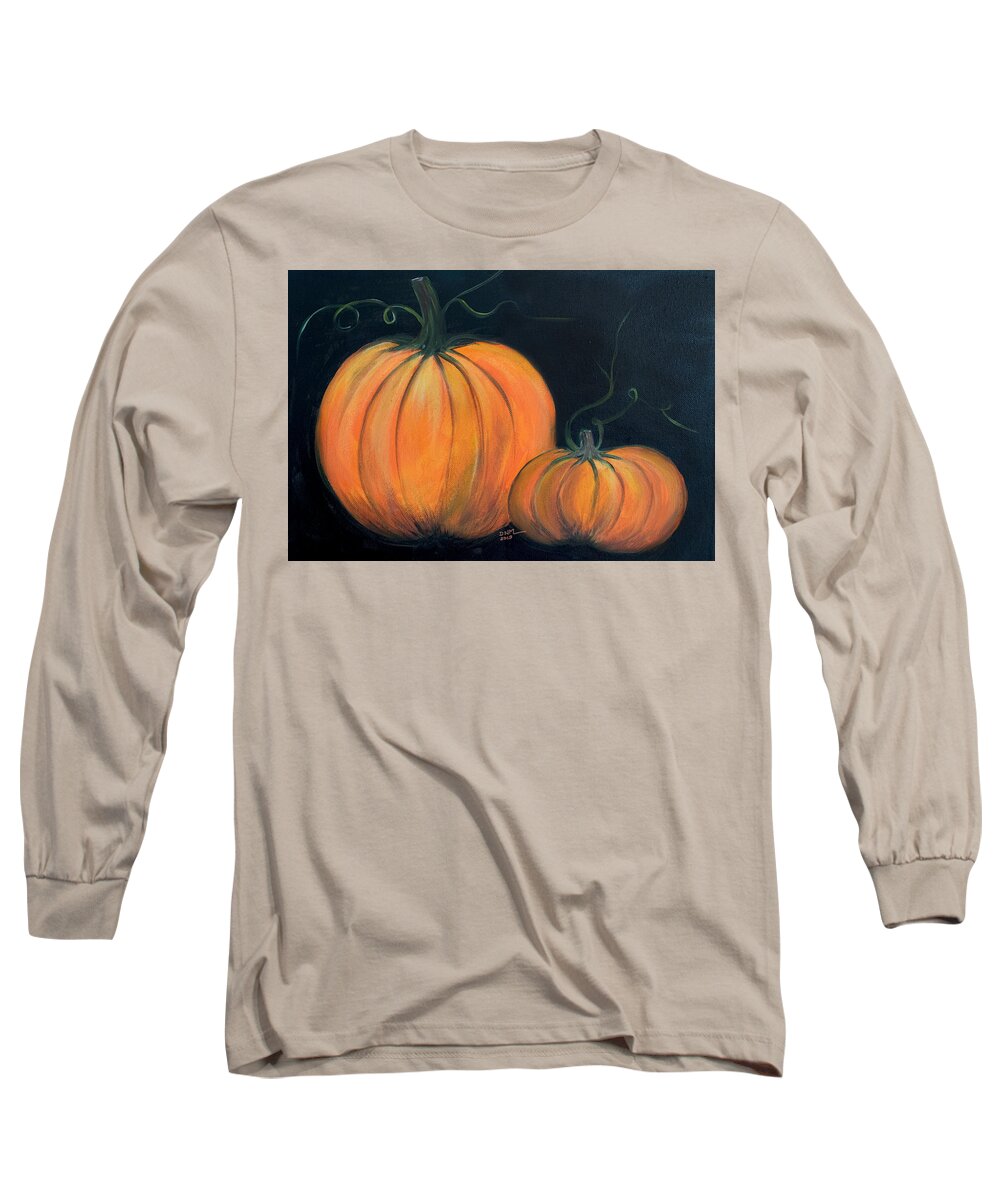 Autumn Long Sleeve T-Shirt featuring the painting Pumpkins by Dorothy Maier