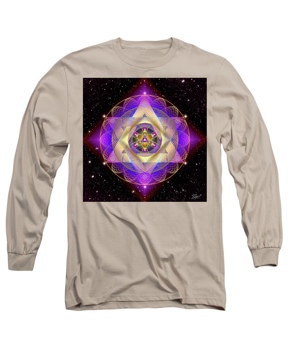 Endre Long Sleeve T-Shirt featuring the digital art Sacred Geometry 741 by Endre Balogh