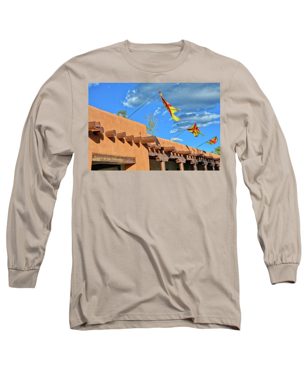Santa Fe Long Sleeve T-Shirt featuring the photograph Santa Fe Plaza Study 2 by Robert Meyers-Lussier
