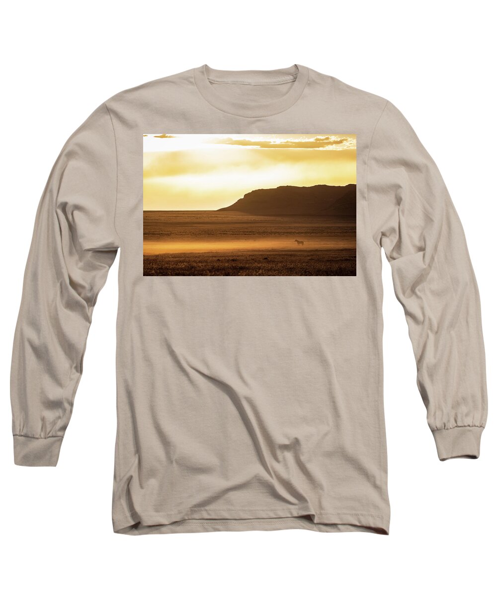 Horses Long Sleeve T-Shirt featuring the photograph Sea of Gold by Mary Hone