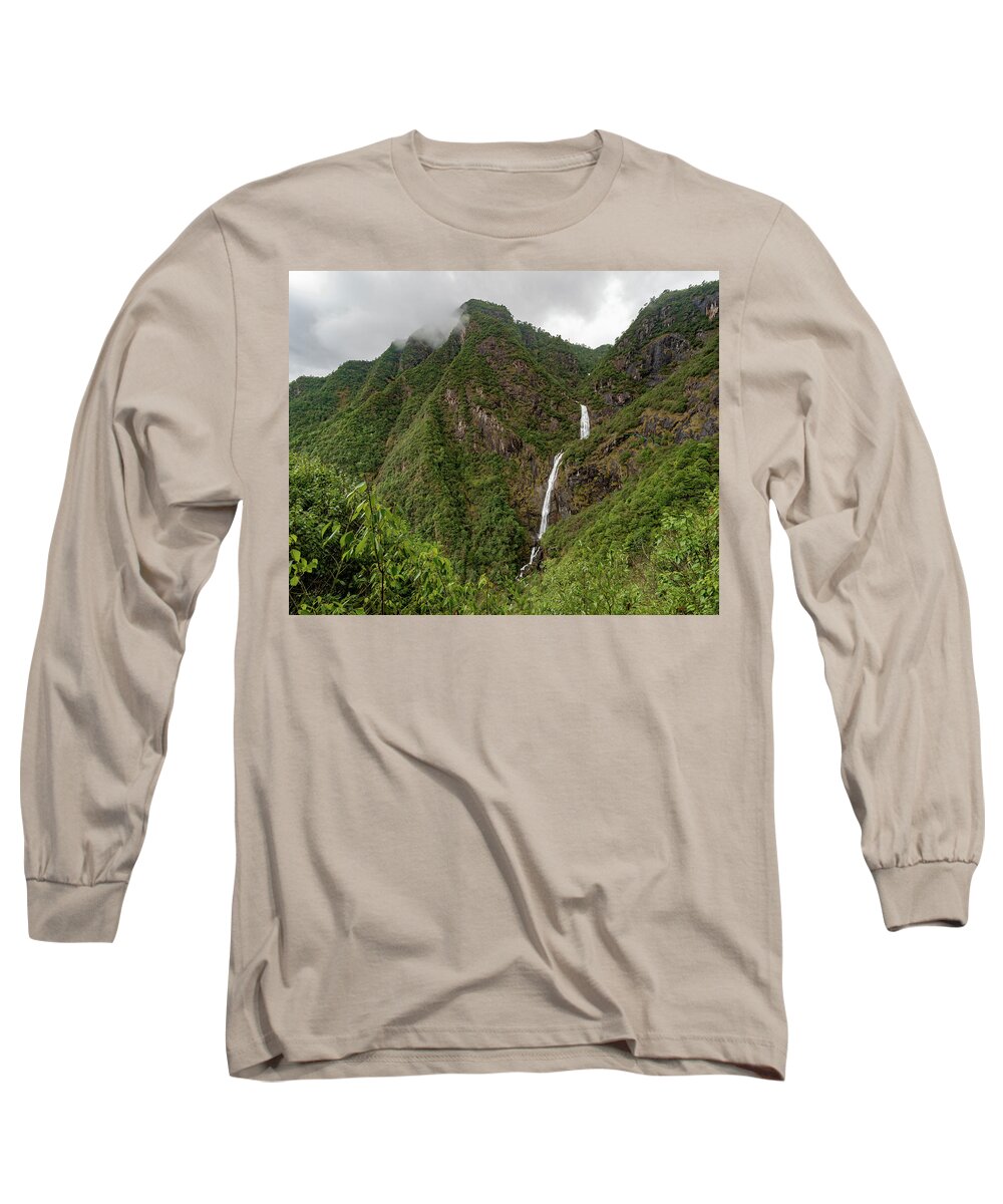 Waterfall Long Sleeve T-Shirt featuring the photograph Shenlong Waterfall 8x10 Horizontal by William Dickman